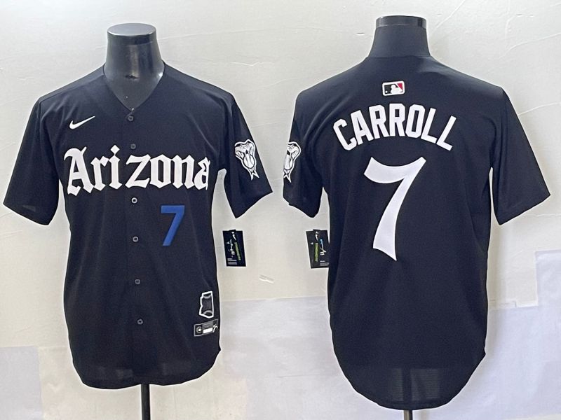 Men 2025 Arizona Diamondback #7 Carroll Black Five generations Joint Name Nike MLB Jersey style 9